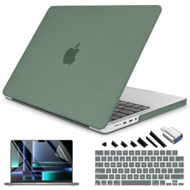 Imagem de Teryeefi Capa para MacBook Pro 16 polegadas M4 M3 M2 M1 2025 2024-2021 versão A3403 A3186 A2485 A2780 A2991 modelo, PC fosco rígido + capa de teclado + protetor de tela + adaptador tipo C, fosco verde