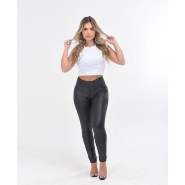 Imagem de Calça Legging Modeladora e Empina Bumbum  Tecido Cirrê Texturizado - S
