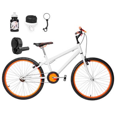 Imagem de Bicicleta Masculina Aro 24+Kit Passeio e Acelerador Branca
