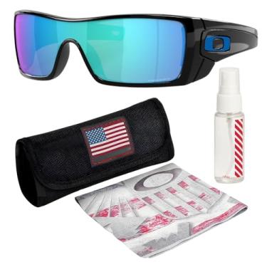 Imagem de OAKLEY Óculos de sol BATWOLF OO9101 Armação preta polida com lentes PRIZM SAPPHIRE com kit oficial de óculos