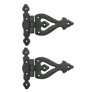 Imagem de Dobradiça de porta de ferro forjado preto de 12,7 cm, acabamento RSF, dobradiça de porta de celeiro, Pack of 2, Black