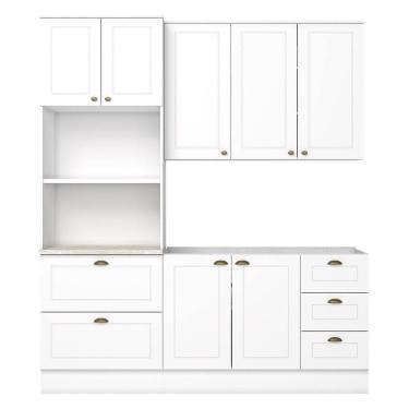 Imagem de Cozinha Modulada Americana 3 Peças Com Balcão 120cm Sem Tampo Branco/calcare - Móveis Henn Branco/calcare