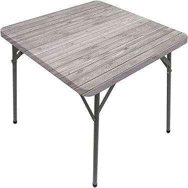 Imagem de CESGFC Toalha de mesa de madeira, estampa de textura de prancha de madeira, borda elástica, capa de mesa de jantar interna/externa, adequada para mesa quadrada de 81 cm x 81 cm