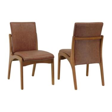 Imagem de Kit 2 Cadeiras Tulipa Assento e Encosto Estofado - Amêndoa - Assento Estofado Corano Marrom Mescla