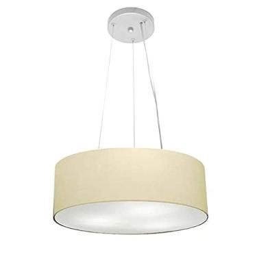Imagem de Lustre Pendente Cilíndrico Cúpula Tecido 40x15 cm, Vivare Iluminação, Pendente4181 LA, Algodão Cru, Médio