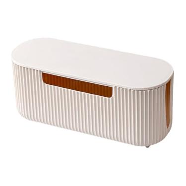 Imagem de KiBcsLic Organizador de Cabos com Tampa para Gerenciamento de Fios Elétricos E Roteadores, Bege