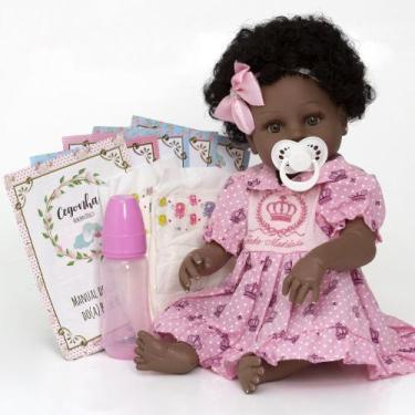 Imagem de Bebe Tipo Reborn Baby Negra Realista Vários Acessórios Fofa - Cegonha 