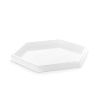 Imagem de Bandeja Sextavada Decorativa 22cm Acrílico Festas Decoração 1 Unidade (BRANCO)