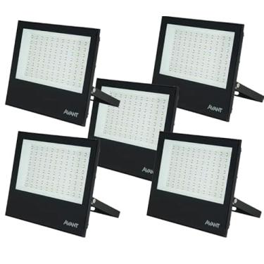 Imagem de Kit 5x Refletor LED 200W Avant Slim Bivolt 6500K IP66 Corpo em Alumínio e Vidro 15000lm Luz Fria Alta Potência para Áreas Externas