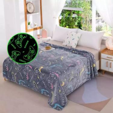 Imagem de Cobertor Manta Infantil Brilha no Escuro fleece Fluorescente Magica Gamer
