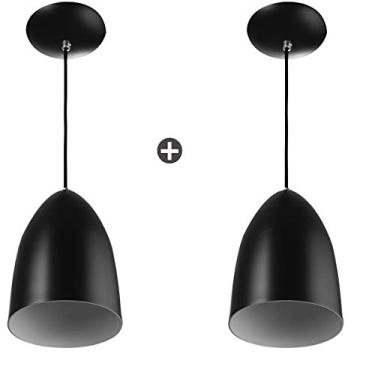 Imagem de Kit 2 Lustres Pendente Cone De Alumínio 20x14cm Soquete E-27 Preto