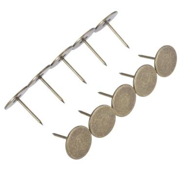 Imagem de 50 peças de pregos de estofamento de bronze antigo cabeça redonda plana pinos de metal 19 x 22 mm tachas vintage estojo de joias decoração de sofá de vinho