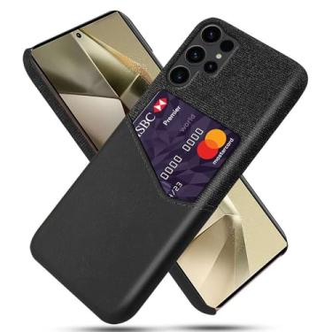 Imagem de Capa para Samsung Galaxy S24 Ultra,Tela e tampa de couro PU,Anti-deslizante,Resistência à impressão digital,Caso de proteção de 360°com 1 slot de cartão atrás-Black