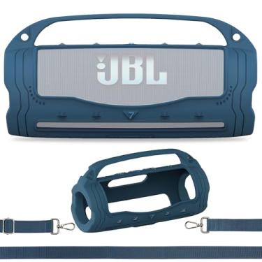 Imagem de Capa de silicone para JBL Flip 7 Acessórios de alto-falante Bluetooth portátil, capa protetora para alto-falante Flip 7 com alça de silicone e alça de ombro (azul)