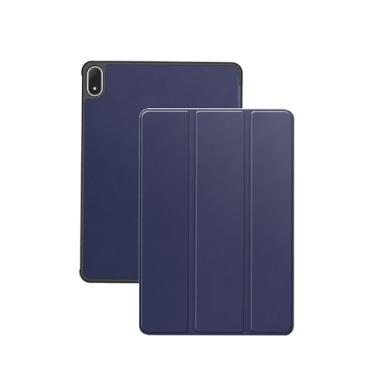 Imagem de Capa para tablet OnePlus Pad 3 de 13,2 polegadas, capa protetora de couro PU com suporte de três dobras para tablets OnePlus Pad3, resistente a arranhões, (azul escuro)