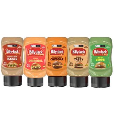 Imagem de Kit 5 Molho Billy & Jack Original, Bacon, Cheddar, Verde e Tasty