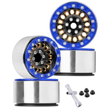 Imagem de BRCatWPark 1.9 Brass Beadlock Wheel Rim for 1/10 SCX10 SCX10 II 90046 SCX10 III AXI03007 SCX10 Pro TRX4 TRX6 Gen7/8 D90 VS4-10 MST CFX RC Crawler Car,Brass Beadlock & Aluminum Deep Dish Rim,BlackGold