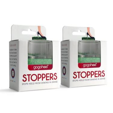 Imagem de Protetores de calcanhar GoGoHeel STOPPERS – Capas transparentes para salto alto, pare de afundar na grama – Feito nos EUA, Transparente., XX-Small (6-7 mm)
