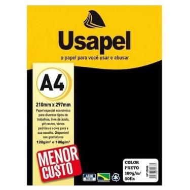 Imagem de Papel Filicolor A4 180g Preto C/ 50 Folhas UP 25004 - Usapel