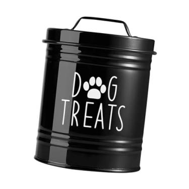 Imagem de IEUDNS Recipiente para armazenamento de petiscos para cães, recipiente para alimentos, lata de biscoitos para economizar espaço e petiscos para animais de, Preto