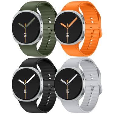 Imagem de Lenrao Pulseira de silicone compatível com Samsung Galaxy Watch 8 de 40 mm e 44 mm, pulseira esportiva macia respirável de um clique à prova d'água para mulheres e homens