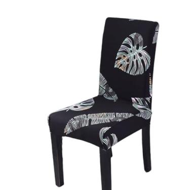 Imagem de Capa para cadeira estampada, lavável, grande, elástica, para cozinha, assentos elásticos, para sala de jantar, casamento (6 peças/K221)