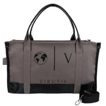 Imagem de Bolsa Tote Bag Feminina Lona Com Alça Fixa e Tranversal Removível Fechamento Zíper Detalhe Croco Tamanho:Único;Cor:Cinza;Gênero:Feminino;Departamento BS:Esporte