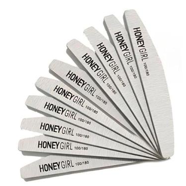 Imagem de 10 Lixas Bananão Escrito Preto Honey Girl Unha Gel 100/180