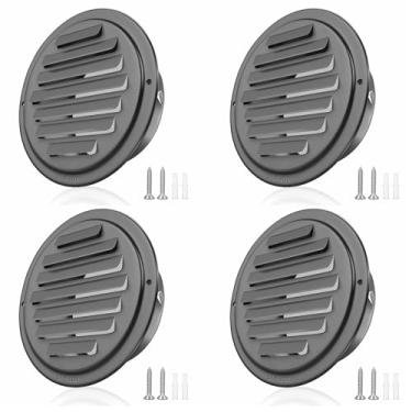 Imagem de Tampa de ventilação de aço inoxidável de 7,6 cm - Pintado de preto - Pacote com 4 - Resistente à ferrugem e à prova de intempéries - Fácil instalação para exaustores (banheiro, cozinha, sótão) (7,6 cm