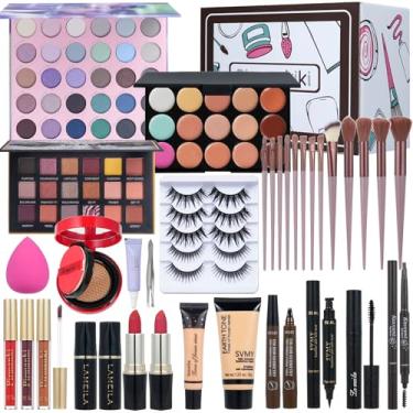 Imagem de Kit completo de maquiagem multifuncional para mulheres, conjunto de maquiagem de viagem, conjunto de presente de maquiagem para meninas e adolescentes, kit de maquiagem profissional inclui kit de