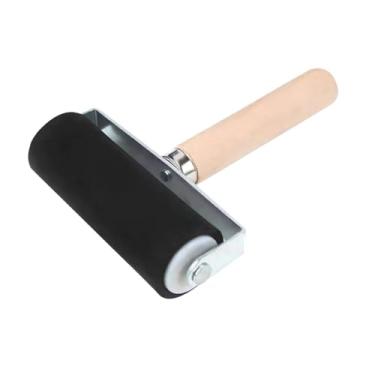 Imagem de Esquirla Rolo de borracha Brayer Ferramenta de carimbo Cabo de madeira Artes Artesanato fácil de usar Tinta para pintura a tinta Impressão, Largura Do Rolo 10cm