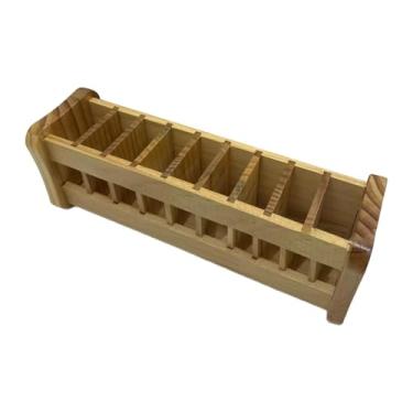 Imagem de KiBcsLic Porta-lápis e canetas para mesa, porta-pincéis artístico, organização de mesa, organizador de mesa de escritório, madeira para escola, papelaria, casa, Madeira Clara