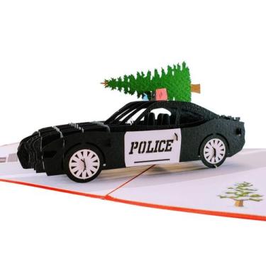 Imagem de Cartão comemorativo, presentes e cartões, carro de polícia e árvore de