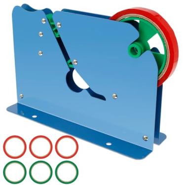 Imagem de Selador de saco de fita com aparador de plástico transparente máquina de fita seladora com 6 fitas de rolo dispensador de fita seladora de saco com lâmina incisiva máquina de selagem de metal para