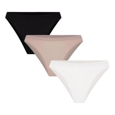 Imagem de Kit Com 3 Calcinhas Biquini De Microfibra Trifil, Branco, Preto, Macad