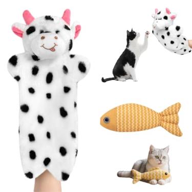 Imagem de Kapawze Brinquedo para gatos, luva de luta livre para gatos com peixe de erva-dos-gatos, luva de kicker para gatos de luta, brinquedo de fantoche interativo, luva de boxe para animais de estimação e