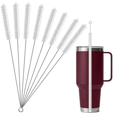 Imagem de CIDYAUST Escova de limpeza de palha para copos Stanley de 850 g e 590 ml, escova de palha de aço inoxidável 304 e cerdas de nylon, limpador de palha Stanley para mamadeiras, canudos de silicone.