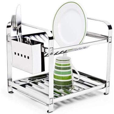Imagem de Escorredor de Louça 12 Pratos Aço Inox MakInox Porta Talher Inox - Mak