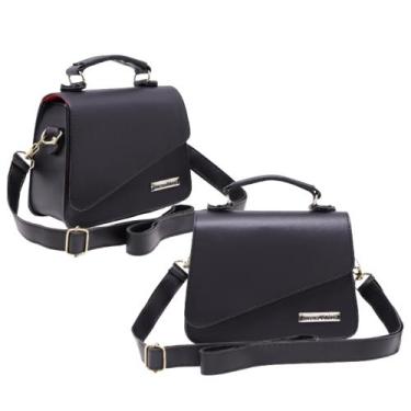 Imagem de Kit bolsa feminina pequena alça tarnsversal - ZBOLSA, Preto, Preto