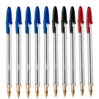 Imagem de Kit 10 canetas Bic cristal 1.0mm com 5 azul, 3 pretas e 2 vermelhas