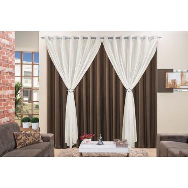 Imagem de Cortina Jessica 3,00m X 2,80m Voal Microfibra P/ Sala Quarto - Rose Jo