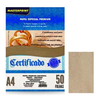 Imagem de Papel Kraft Natural A4 180g 50 Folhas Marrom Ecológico Ideal para Cert