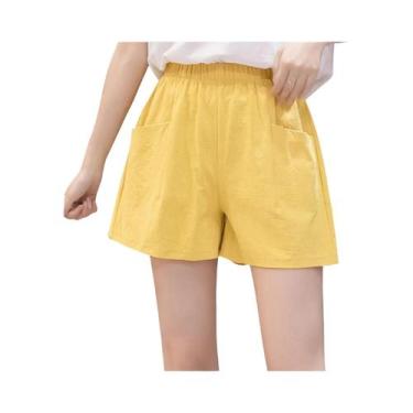 Imagem de Shorts Esportivos Soltos De Cintura Alta Para Meninas, Calças Curtas C