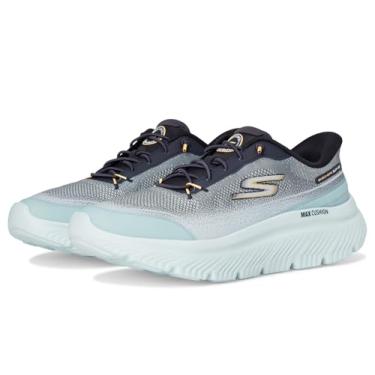 Imagem de Skechers Tênis masculino Go Walk Max amortecimento Hyper Burst Zoltar mãos livres sem cadarço, Azul claro, 43