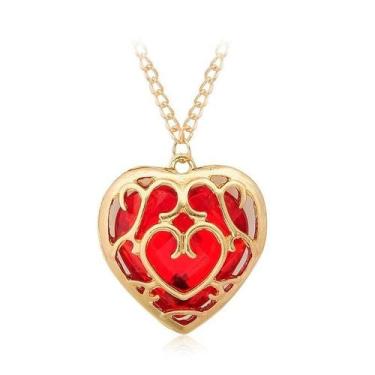 Imagem de Colar Coração Vermelho The Legend Of Zelda Corrente Dourada - Amor Lin