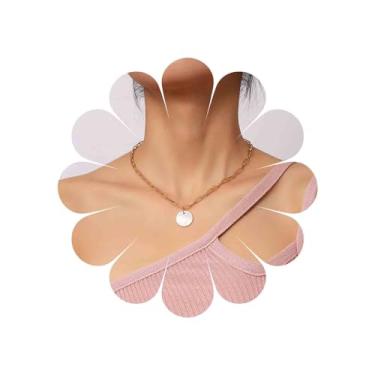 Imagem de Ximdble Colar vintage com pingente de disco de moeda, gargantilha de moeda, colar de corrente de disco de ouro, colar punk com clipe de papel, joia feminina