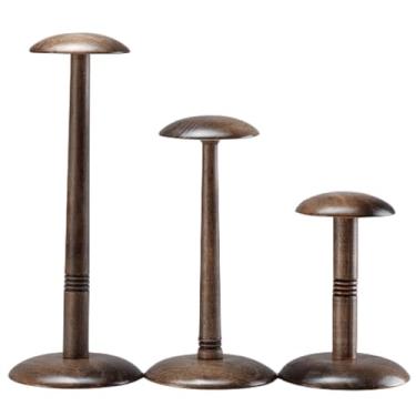 Imagem de OUFEIJIA Pacote com 3 tamanhos de madeira maciça, suporte para chapéus, guarda-roupa, exibição de peruca, suporte para chapéus, loja de roupas, suporte