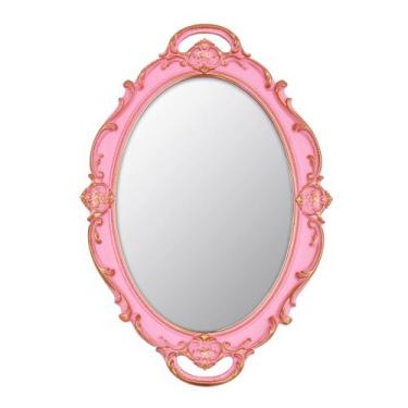 Imagem de Espelho YCHMIR Vintage oval rosa 37x25cm com moldura