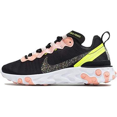 Imagem de Tênis feminino casual Nike React Element 55 Element React Element 55 (Preto/Volt/Coral Stardust/Lt Soft P, Numérico_9)