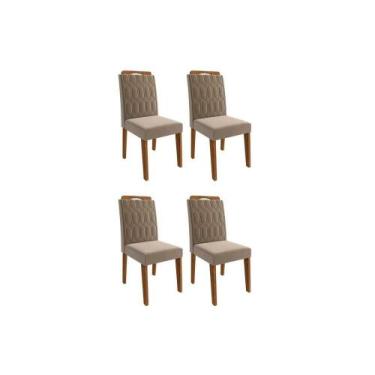 Imagem de Kit 4 Cadeiras Sala Jantar Paola Wood 4 Un Carvalho/Suede Joli Capucci